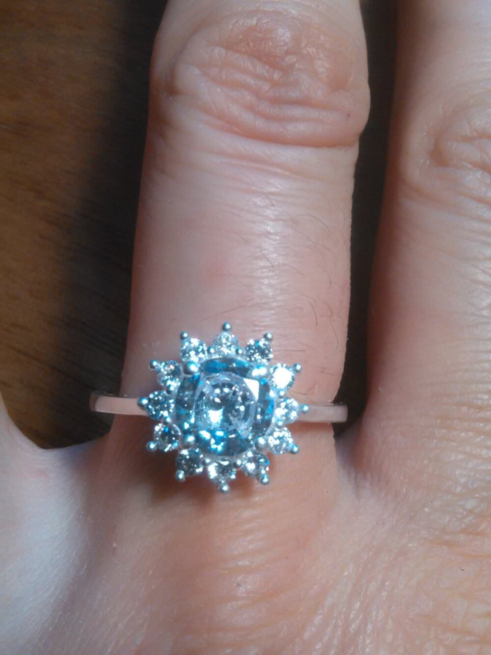 White Cubic Zirconia Sterling Silver Star Ring (Size 9)